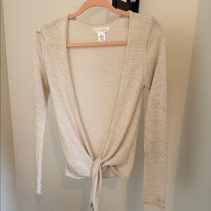 White House Black Market Cream Tie-Front Blouse